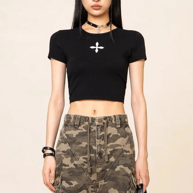 2000s Black Crop Top