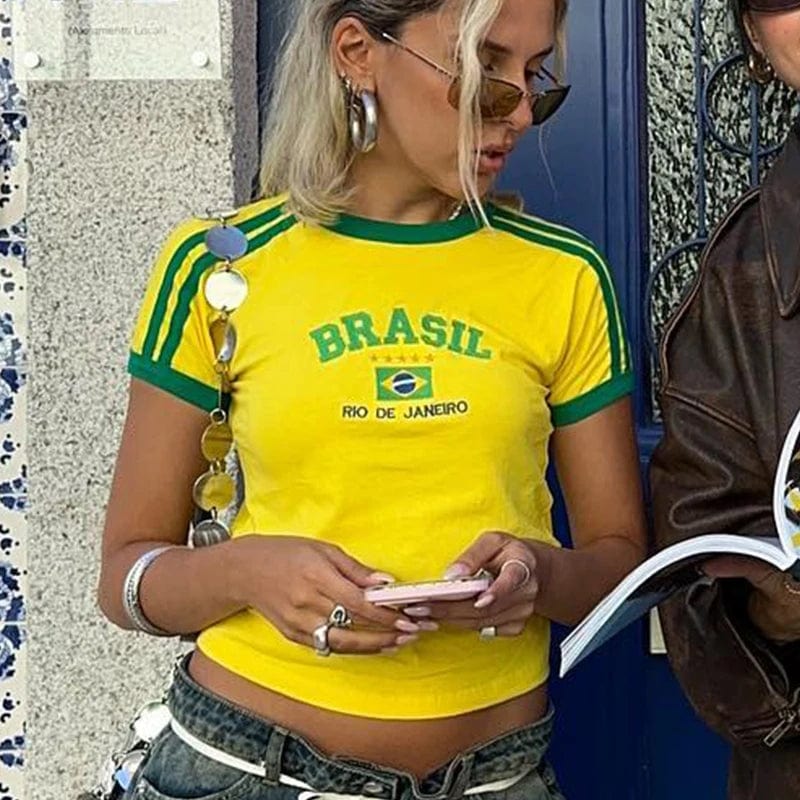 Brasil Crop Top Y2k