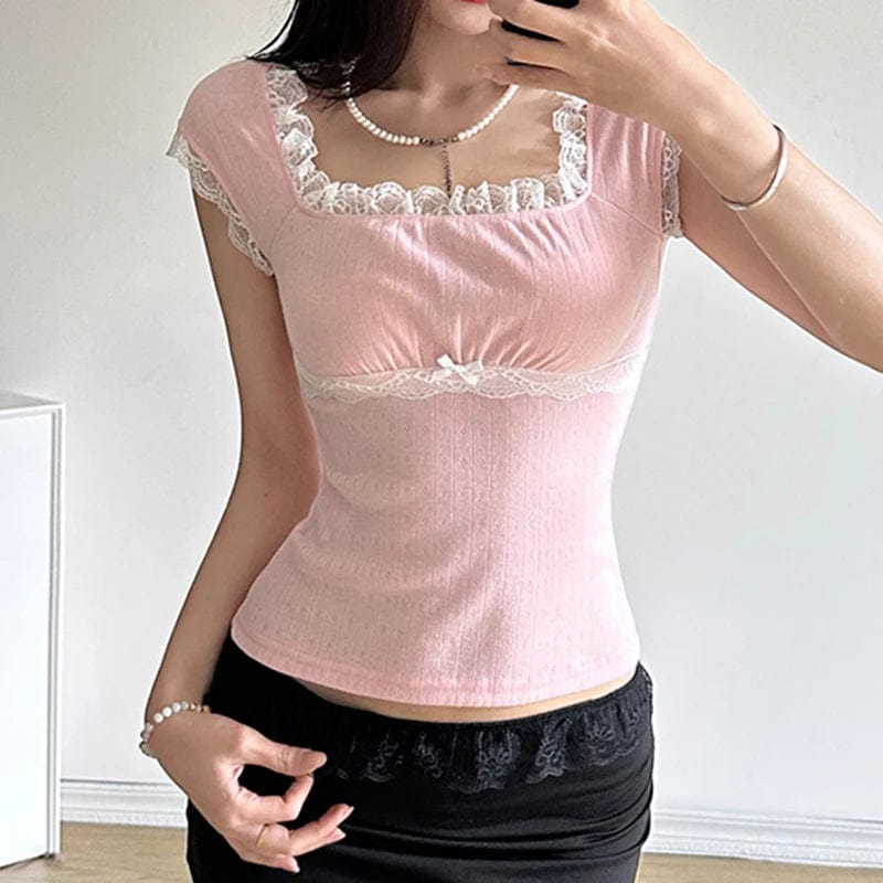 Cute Pink Y2K Tops