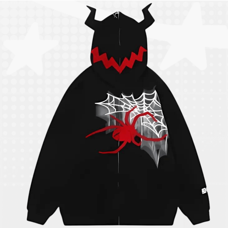 Devil Horn Y2K Full Zip Hoodie