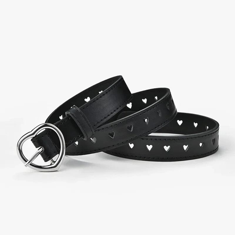 Heart Buckle Leather Y2K Belt