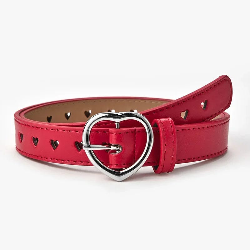 Heart Buckle Leather Y2K Belt