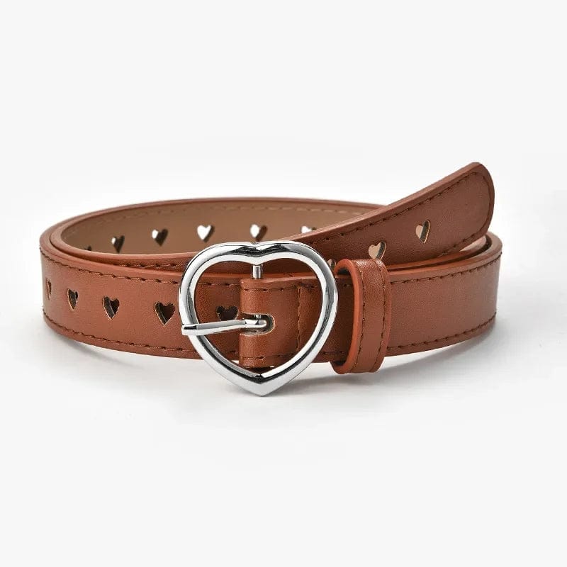 Heart Buckle Leather Y2K Belt