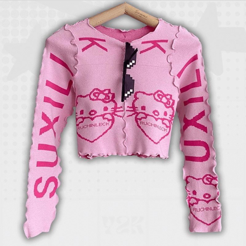 Hello Kitty Y2K Cropped Sweater