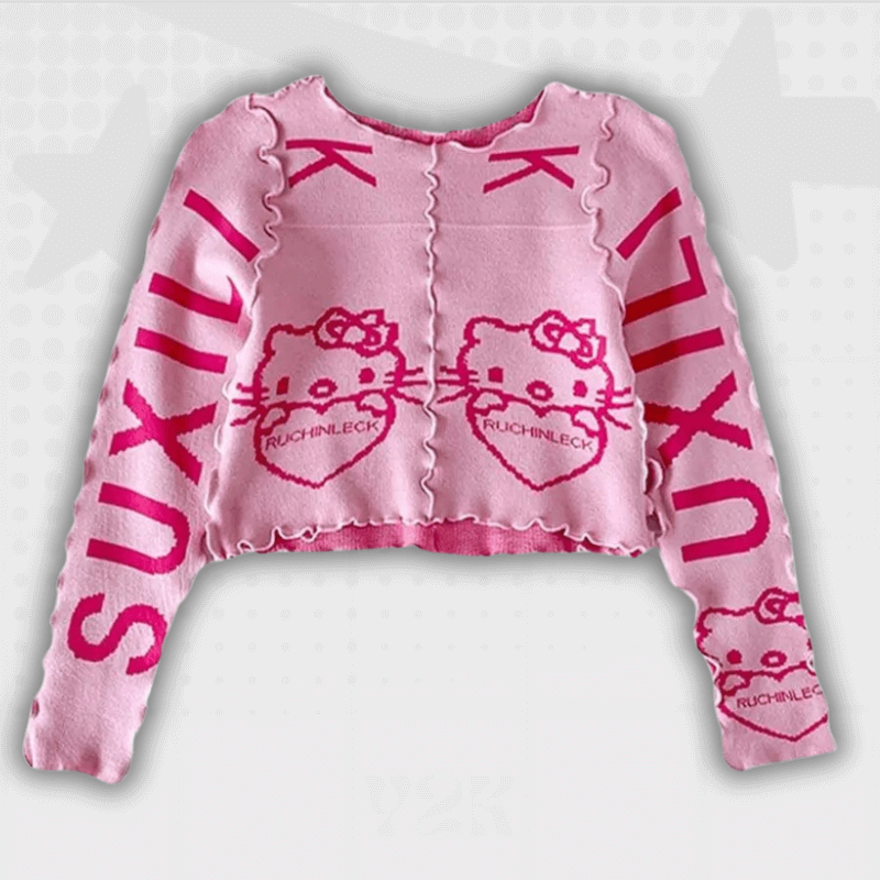 Hello Kitty Y2K Cropped Sweater