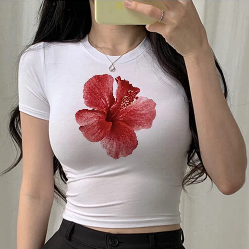 Hibiscus Y2K Baby Tee