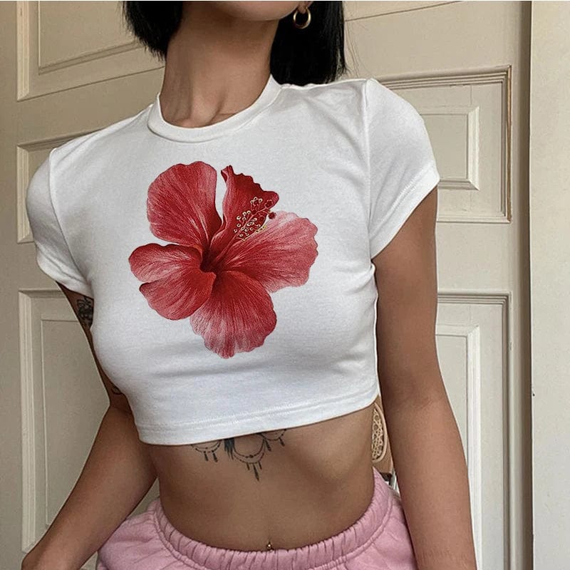 Hibiscus Y2K Baby Tee