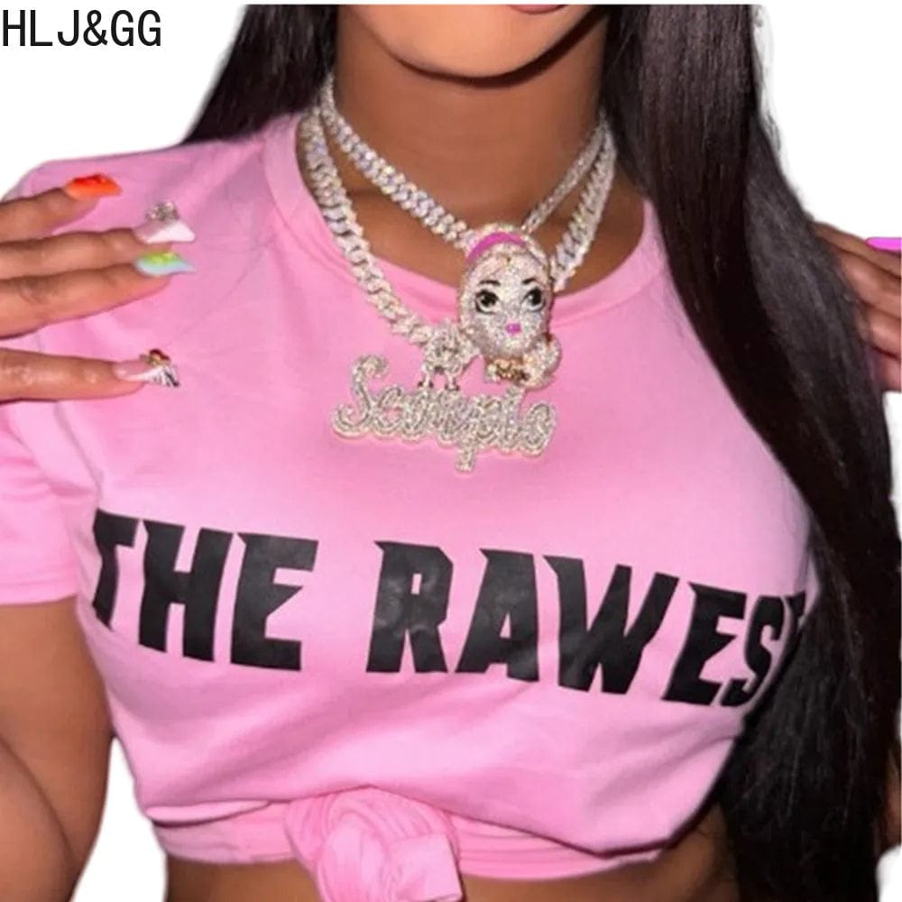 Pink Y2K Streetwear Crop Top