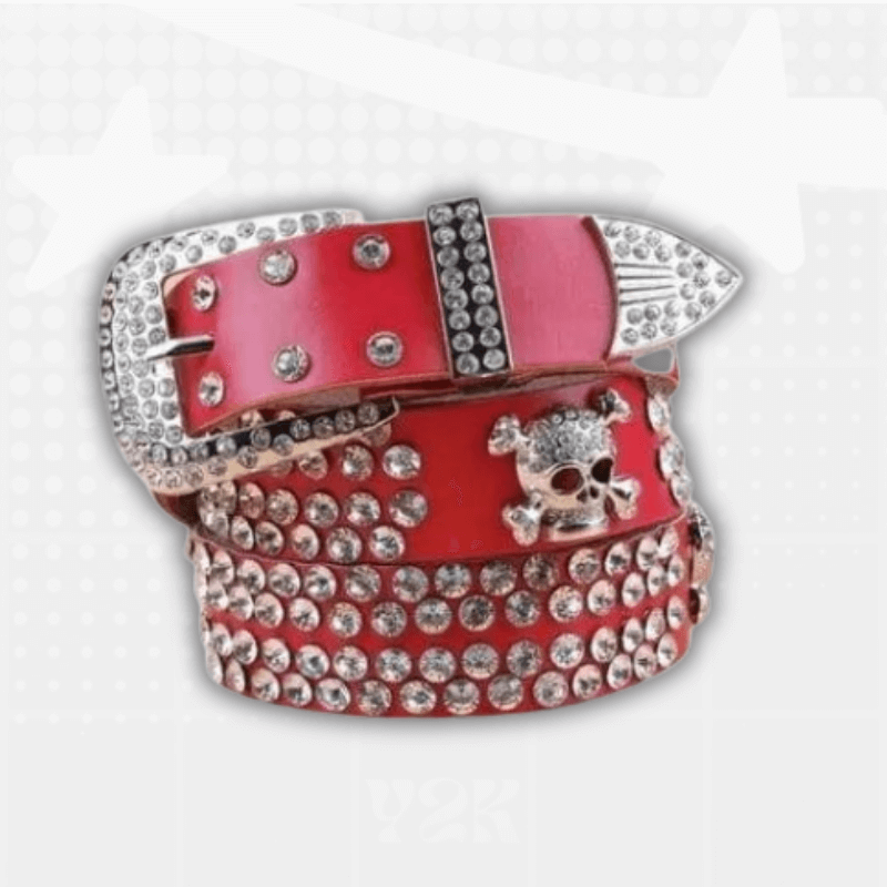 Rhinestone Skull Y2K Belt