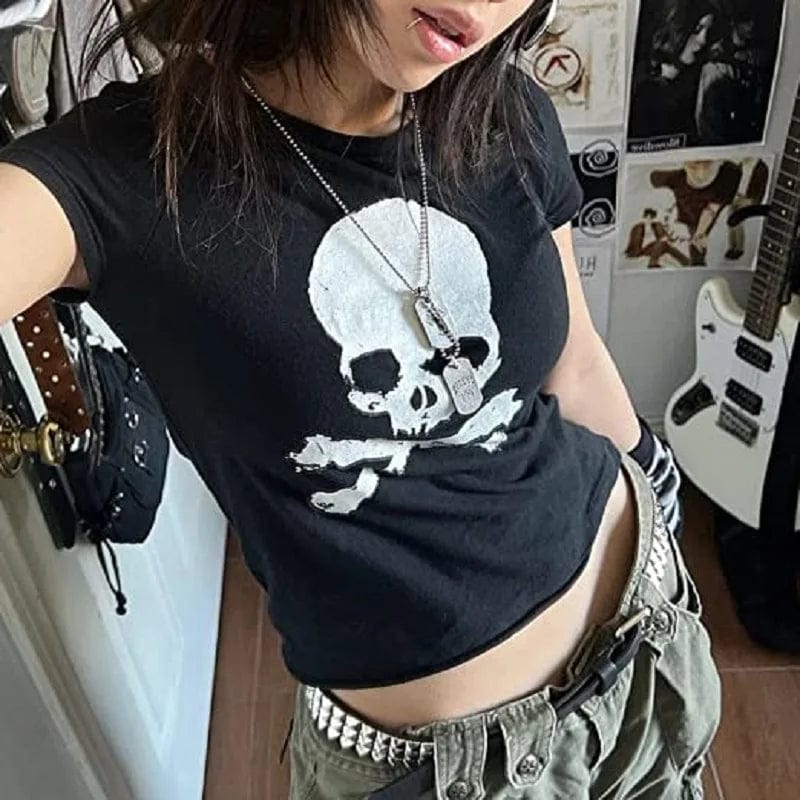 Skull Baby Tee Y2K