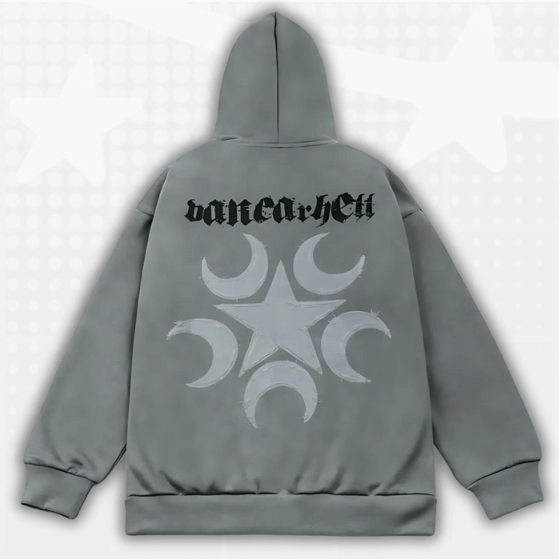 Y2K Full Zip Moon Star Hoodie