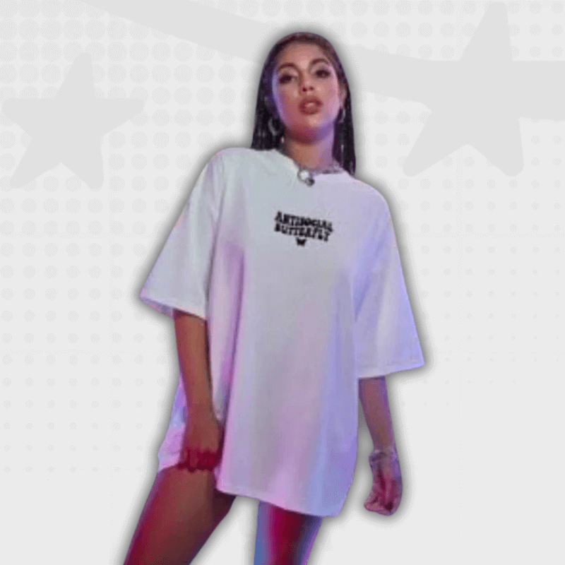 Y2K Letter Print Oversized Tee