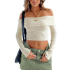 Y2K Long Sleeve Ribbed Knit Crop Top