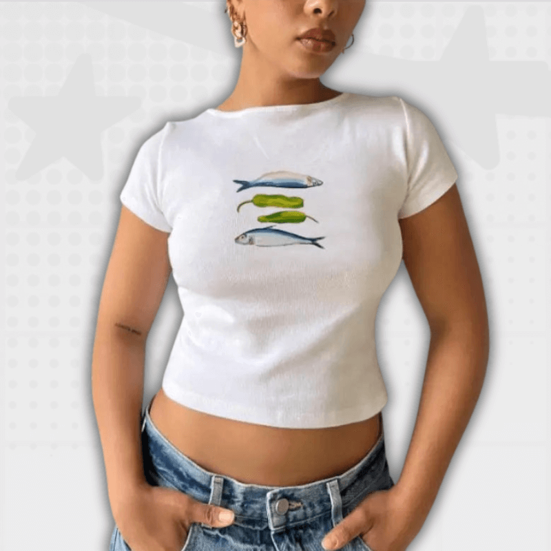 Y2K White Crop Tee