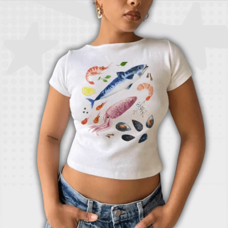 Y2K White Crop Tee