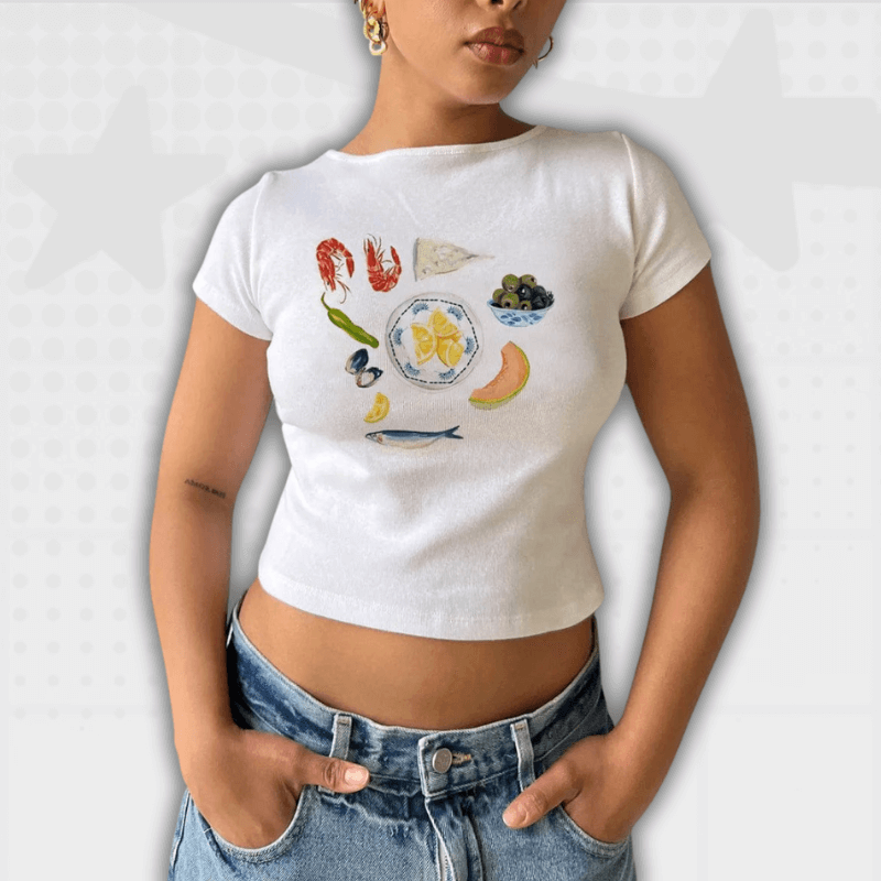 Y2K White Crop Tee