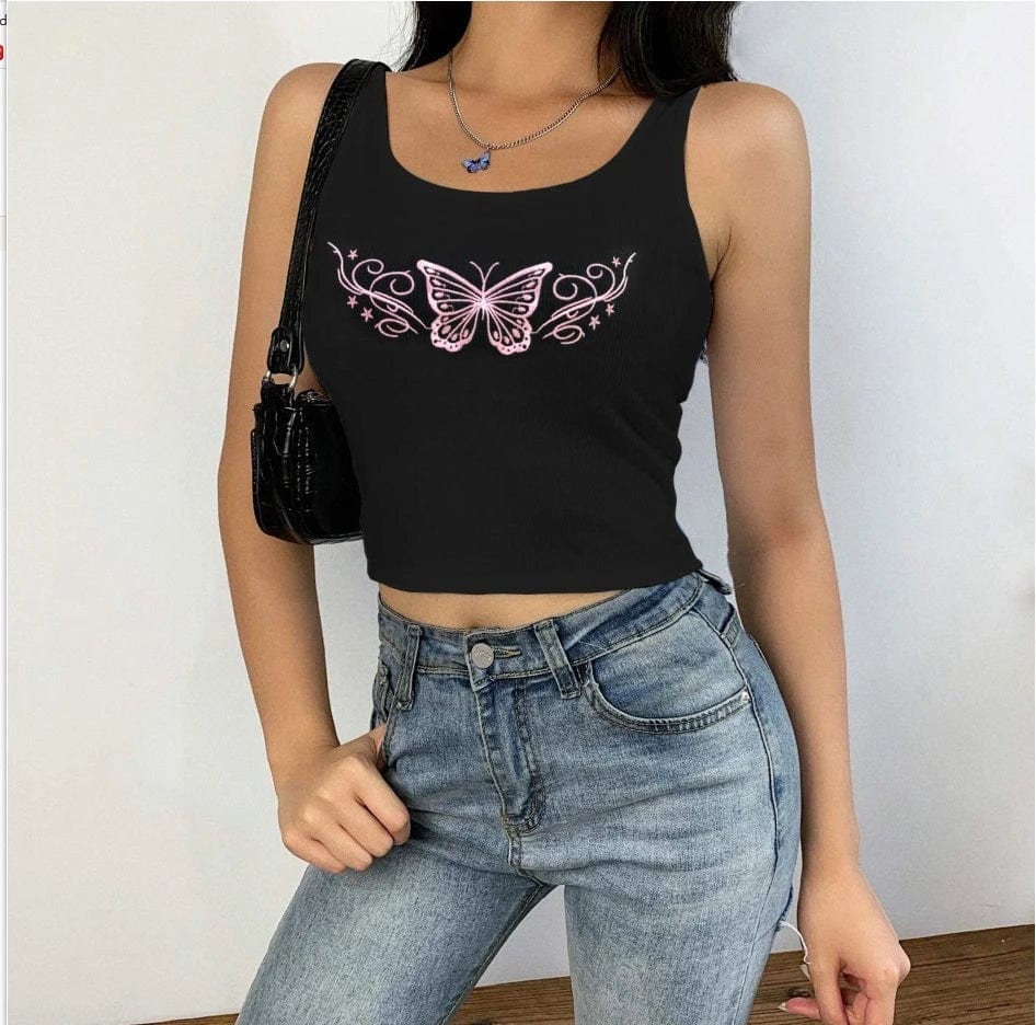 Butterfly Y2K Cropped Tank Top