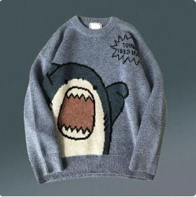 Cartoon Shark Y2K Sweater