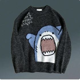 Cartoon Shark Y2K Sweater