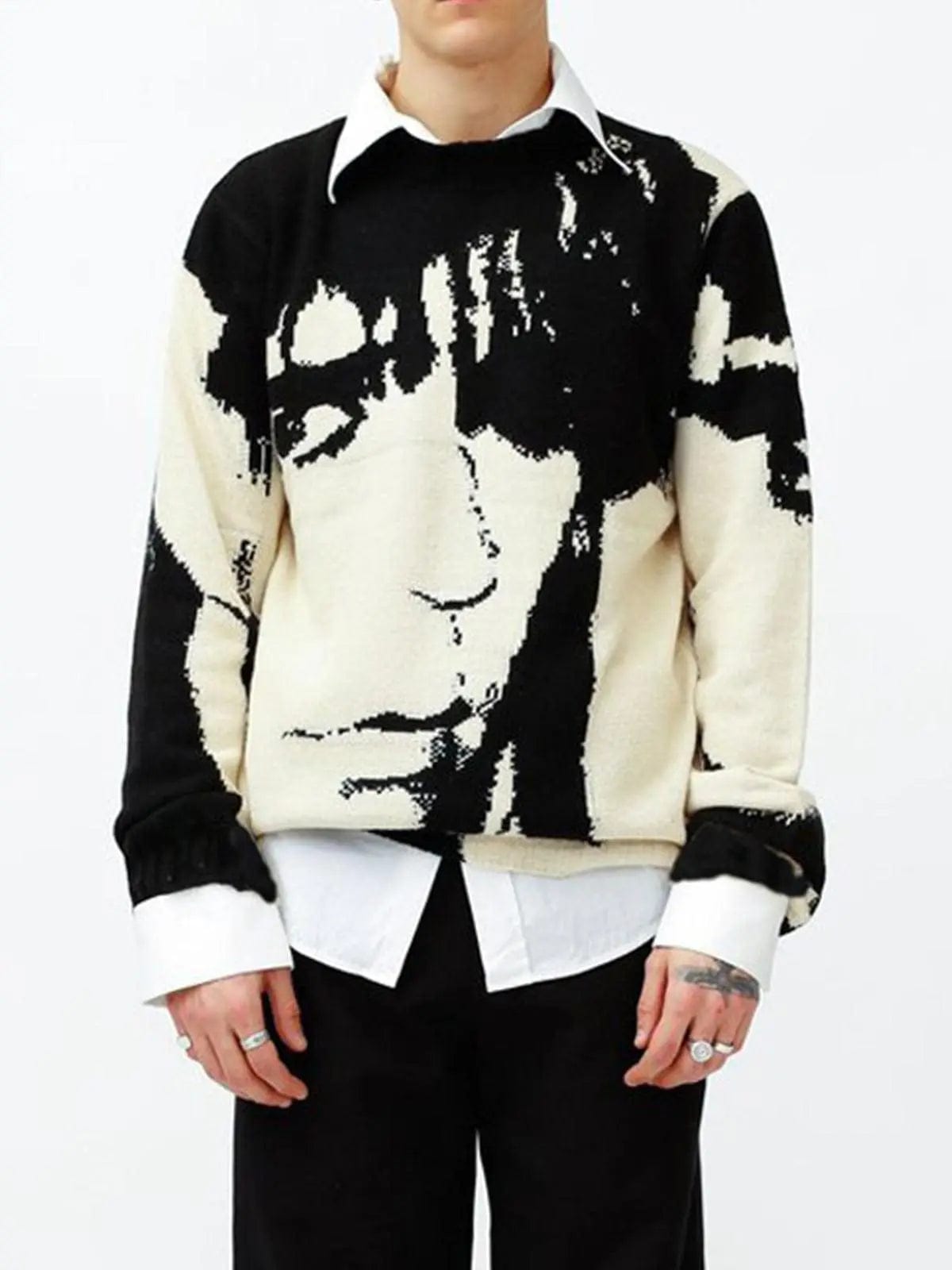 Face Print Y2K Sweater