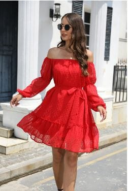 Off Shoulder Long Sleeve Y2K Dress