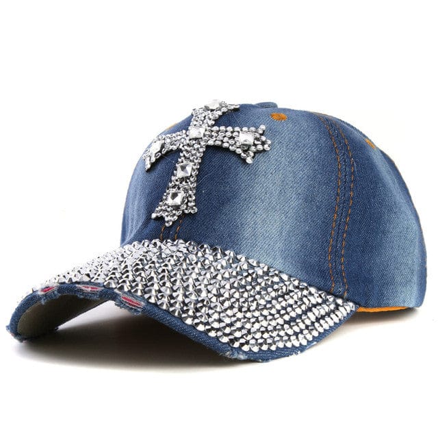 Rhinestone Cross Y2K Hat