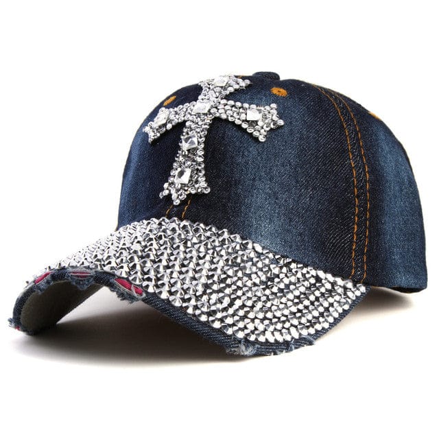 Rhinestone Cross Y2K Hat