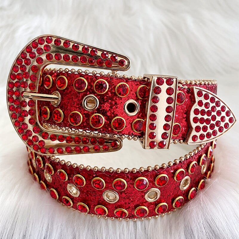 Rhinestone Red Y2K Belt