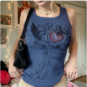 Rhinestone Tank Top Y2K