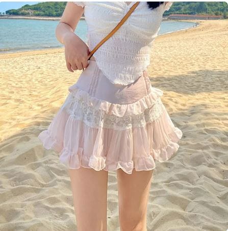 White Lace Y2K Skirt