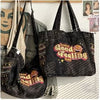 Y2K Embroidery Denim Tote Bag