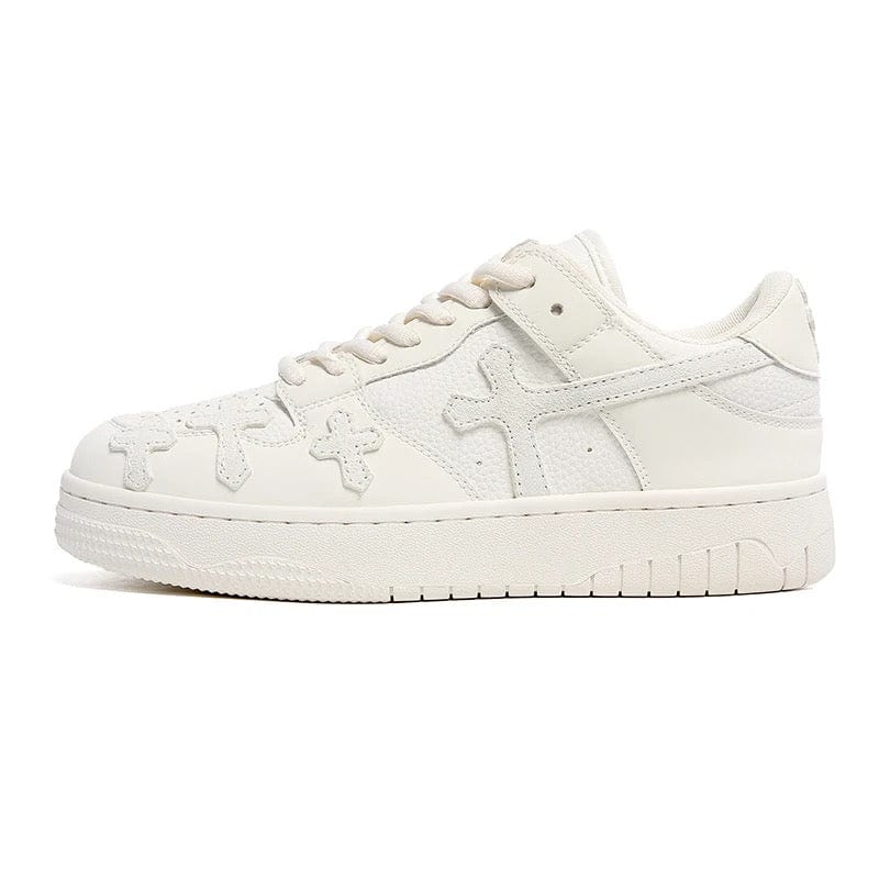 White Y2K Cross Sneakers